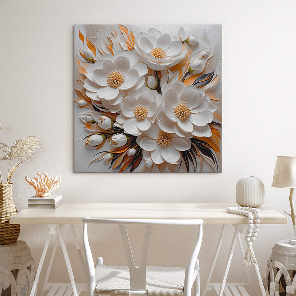 Fleurs et feuilles blanches Tableaux Fleurs et feuilles blanches