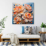 Tableaux Peinture de fleurs sur fond bleu