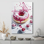 Tableaux Donut avec glaçage rose et sucre en poudre