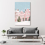 Tableaux Maison rose avec de la neige