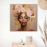 Tableaux Peinture d'une femme avec des fleurs sur la tête
