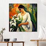 Tableaux Peinture d'une femme tenant des fleurs