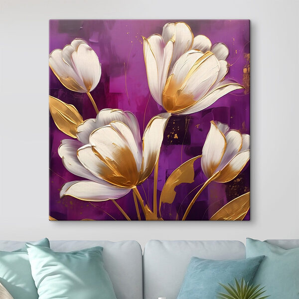 Des fleurs élégantes sur un fond vibrant Tableaux Des fleurs élégantes sur un fond vibrant