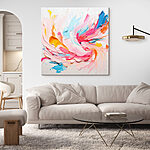 Tableaux Tourbillons de peinture colorée sur une surface blanche