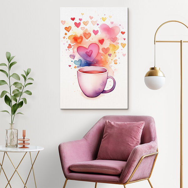 Tasse de thé avec des cœurs Tableaux Tasse de thé avec des cœurs