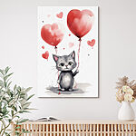 Tableaux Chat tenant des ballons