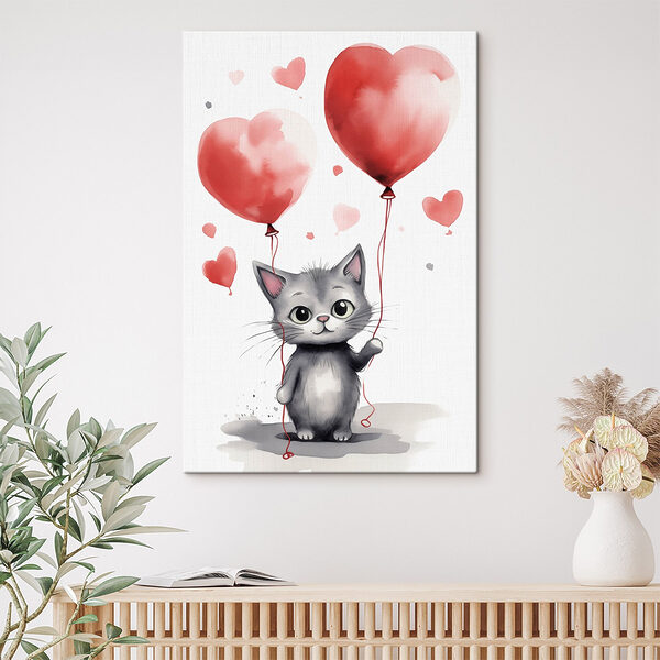 Chat tenant des ballons Tableaux Chat tenant des ballons