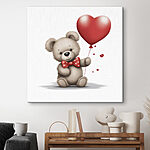 Tableaux Ourson tenant un ballon en forme de coeur