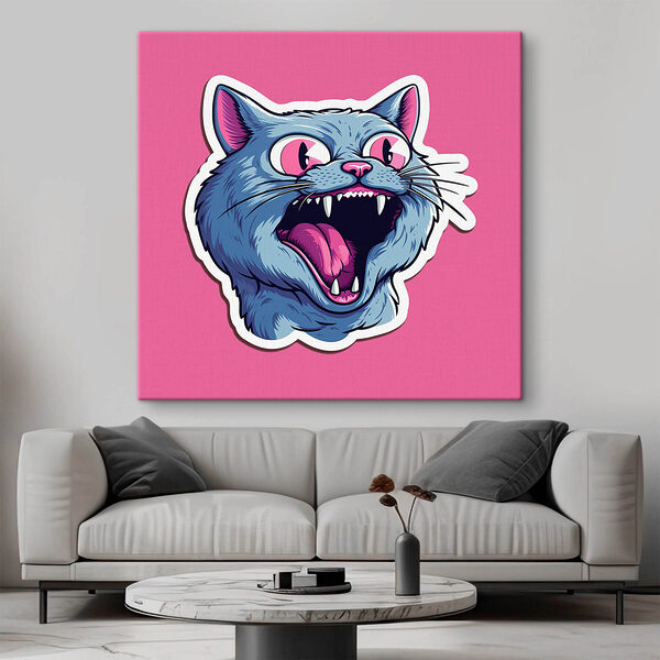 Autocollant d'un chat avec la bouche ouverte Tableaux Autocollant d'un chat avec la bouche ouverte