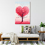 Tableaux Arbre avec des feuilles roses et des cœurs