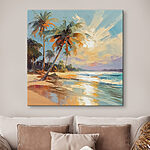 Tableaux Peinture d'une plage avec des palmiers