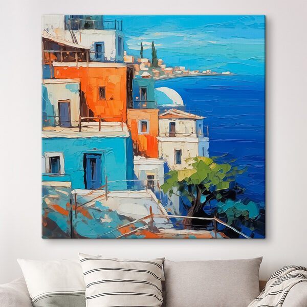Peinture d'une ville au bord de l'eau Tableaux Peinture d'une ville au bord de l'eau