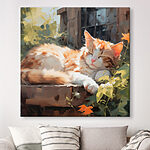 Tableaux Chat couché sur une corniche