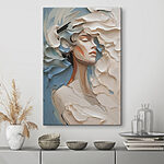 Tableaux Peinture d'une femme avec de la peinture blanche et bleue