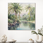 Tableaux Eau avec palmiers et rochers