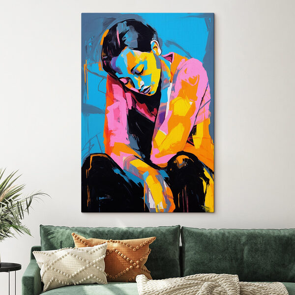 Peinture d'une femme avec la tête sur les genoux Tableaux Peinture d'une femme avec la tête sur les genoux