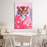 Tableaux Tigre portant une robe rose