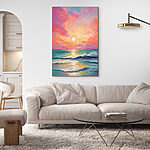 Tableaux Peinture d'un coucher de soleil sur l'océan