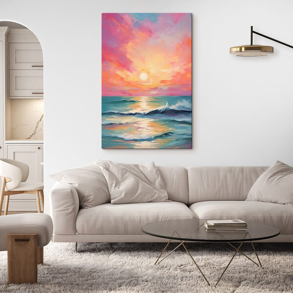 Peinture d'un coucher de soleil sur l'océan Tableaux Peinture d'un coucher de soleil sur l'océan