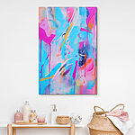 Tableaux Peinture colorée avec des éclaboussures de peinture rose et bleue