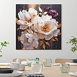 Tableaux Peinture de fleurs blanches et violettes