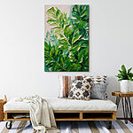 Tableaux Peinture de feuilles sur une surface blanche