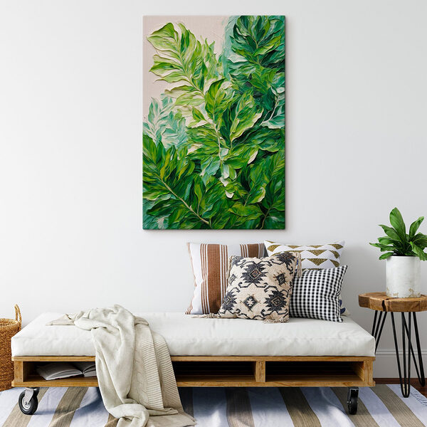 Peinture de feuilles sur une surface blanche Tableaux Peinture de feuilles sur une surface blanche