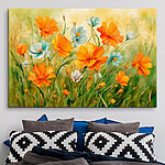 Tableaux Peinture de fleurs orange et blanches
