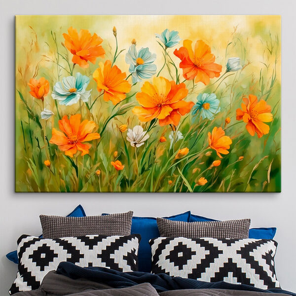 Peinture de fleurs orange et blanches Tableaux Peinture de fleurs orange et blanches