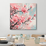 Tableaux Peinture de fleurs roses sur une branche