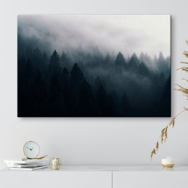 Tableaux Forêt brumeuse avec des arbres