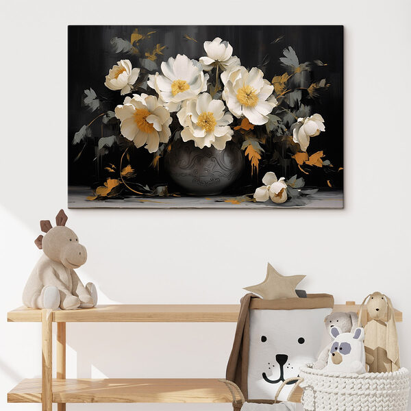 Tableaux Peinture de fleurs blanches dans un vase