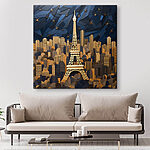 Tableaux Tour Eiffel au milieu d'un paysage urbain en papier
