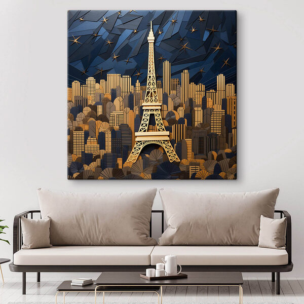 Tour Eiffel au milieu d'un paysage urbain en papier Tableaux Tour Eiffel au milieu d'un paysage urbain en papier