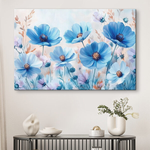 Tableaux Groupe de fleurs bleues