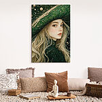 Tableaux Femme portant un chapeau vert