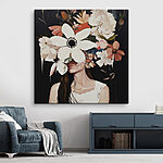 Tableaux Peinture d'une femme avec des fleurs sur le visage
