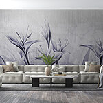 Papier peint Peinture de fleurs sur un mur