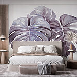 Papier peint Groupe de feuilles sur fond blanc