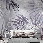 Papier peint Feuilles tropicales dans des tons doux et monochromes
