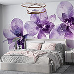 Papier peint Groupe de fleurs violettes