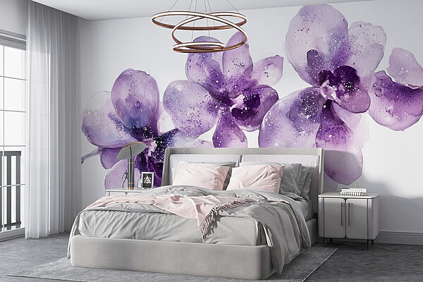 Groupe de fleurs violettes Papier peint Groupe de fleurs violettes