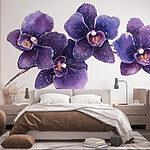 Papier peint Groupe de fleurs violettes