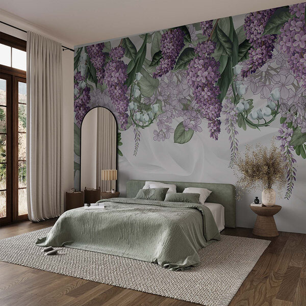 Fleurs délicates sur tissu doux Papier peint Fleurs délicates sur tissu doux