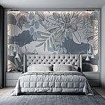 Papier peint Motif floral avec feuilles et fleurs