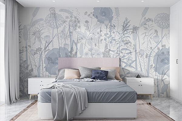 Délicat motif floral dans des tons doux Papier peint Délicat motif floral dans des tons doux