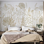 Papier peint Motif floral fantaisiste dans les tons beiges