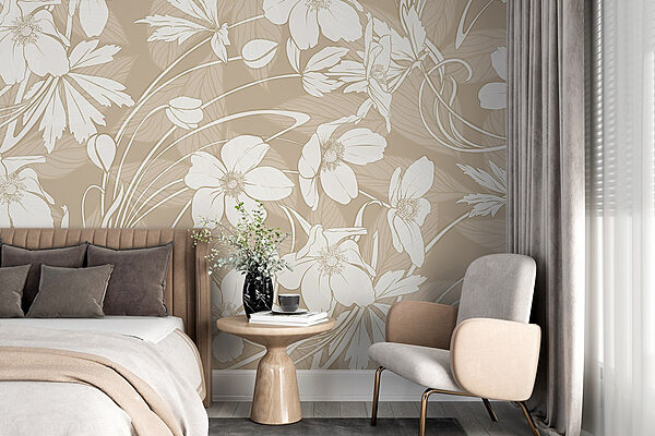 Motifs floraux délicats dans des teintes douces Papier peint Motifs floraux délicats dans des teintes douces