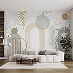 Papier peint Graphisme de plantes et de feuilles