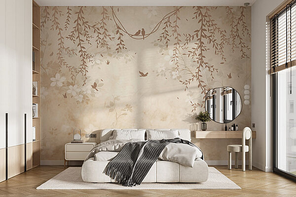 Oiseaux sur une branche Papier peint Oiseaux sur une branche